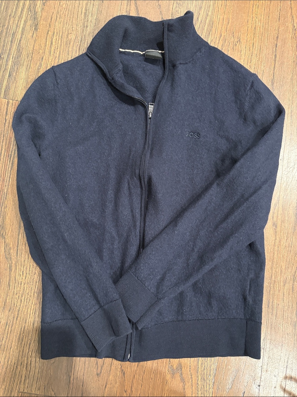 Boss Men's Zip-Up Sweater in Navy